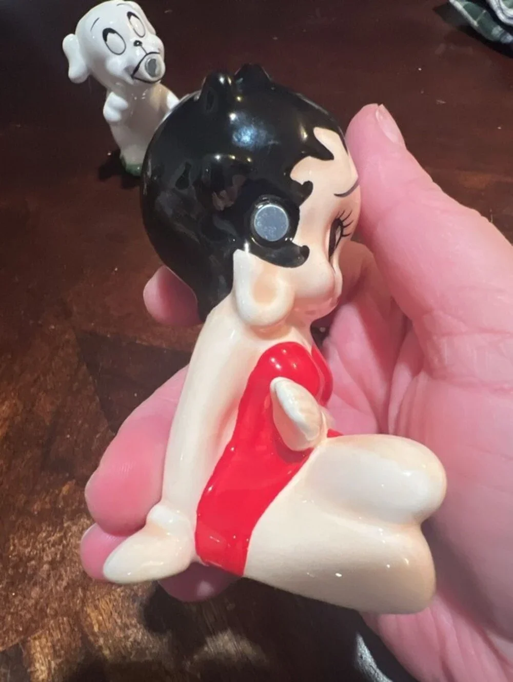 Vintage Betty Boop and Pudgy Kissing Ceramic Salt and Pepper Shaker Set